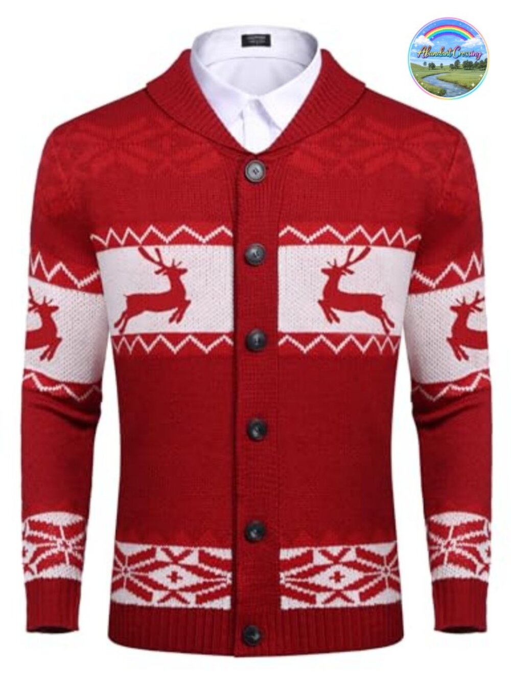 Men's Christmas Cardigan Shawl Collar Button Knit Reindeer Snowflake Holiday